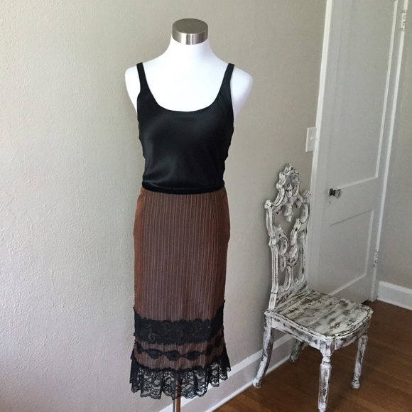 Nanette Lepore Striped Lace Detail Skirt 6 - Picture 2 of 7